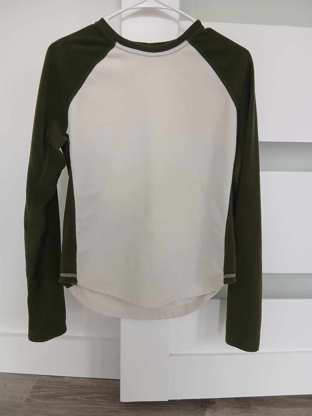 lululemon athletica Olive Green and White Long Sleeve Raglan Tee